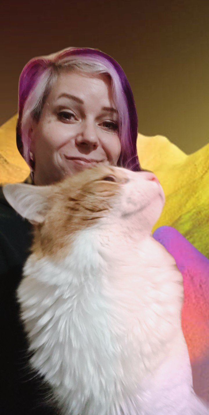  My cat and I, and some gorgeous filter colors in the BG 